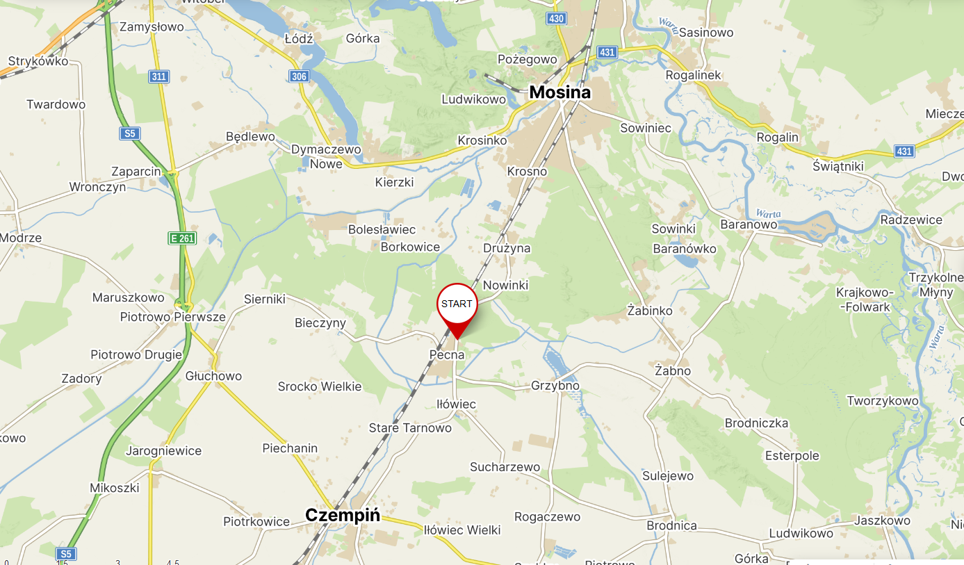 Mapa wskazujące lokalizację startu Questu - Borówkowy Szlak. Źródło: mapy.cz